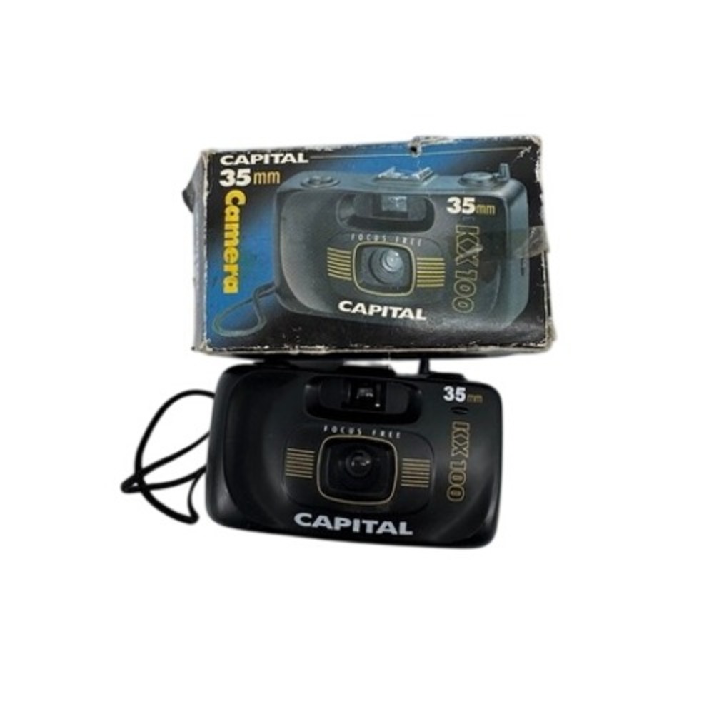 Capital KX 100 35mm Film Camera Focus Free Black Vintage Point and Shoot